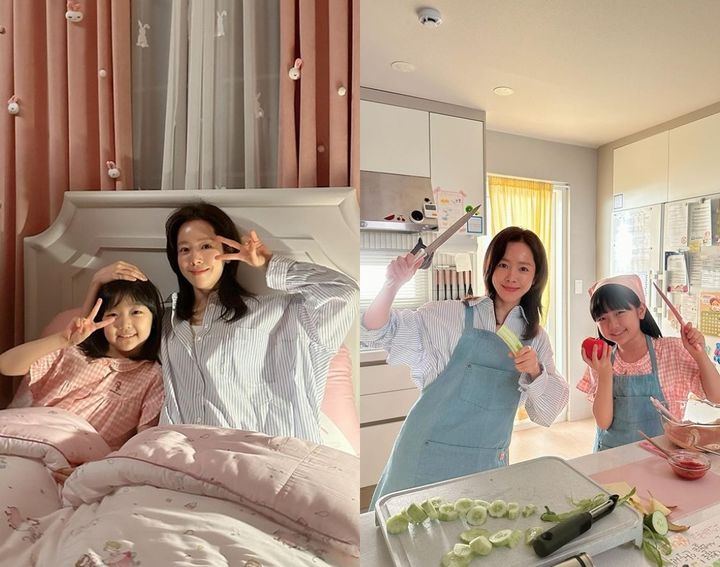 [서울=뉴시스] 배우 한지민이 아역 배우 기소유와 다정한 포즈를 취하고 있다. (사진=인스타그램) *재판매 및 DB 금지