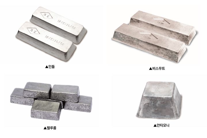 [서울=뉴시스] 고려아연이 국내에서 유일하게 생산하는 인듐, 비스무트, 텔루륨, 안티모니 모습. (사진=고려아연 제공) 2025.02.10 photo@newsis.com *재판매 및 DB 금지