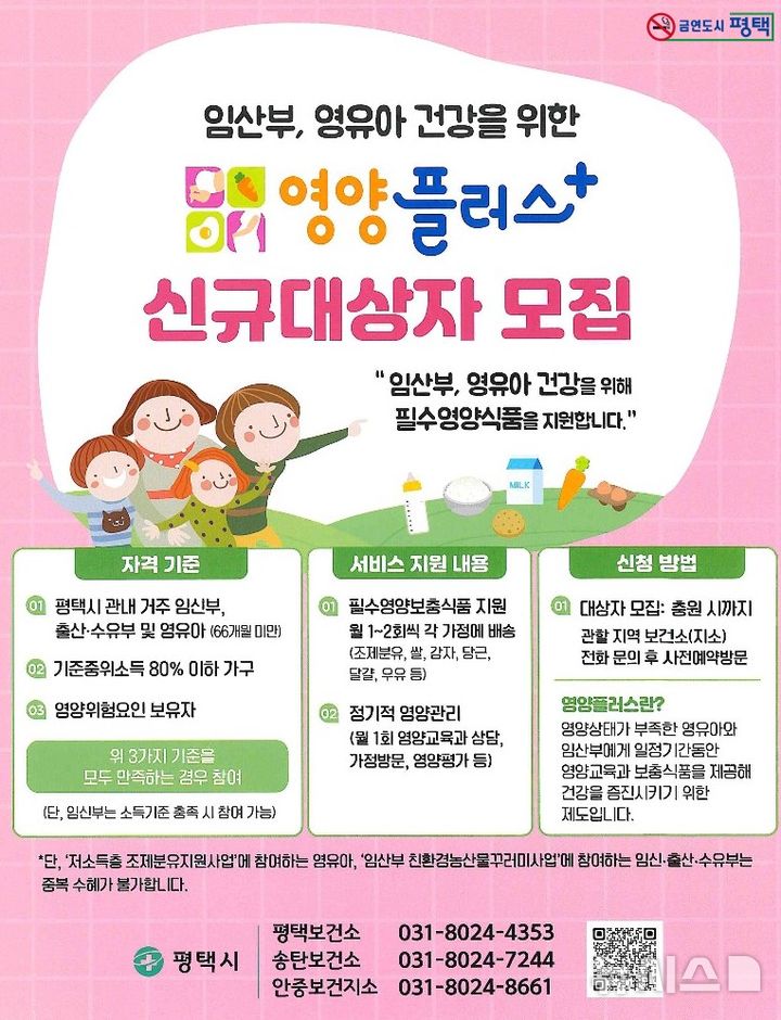 [평택=뉴시스] 평택시 안중보건지소 임산부와 영유아 건강을 위한 영양플러스 사업 안내 포스터 (사진=평택시 제공) 2025.02.12.photo@newsis.com 