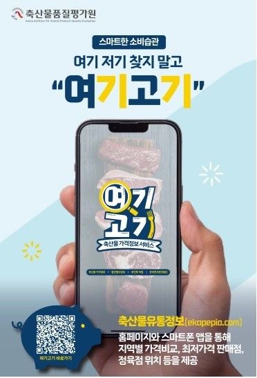 [세종=뉴시스] 축산물품질평가원의 축산물유통정보 '여기고기' 서비스. *재판매 및 DB 금지