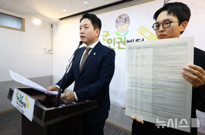 [서울=뉴시스] 황준선 기자 = 임태훈 군인권센터 소장이 12일 서울 마포구 군인권센터에서 박현수 서울경찰청장 직무대리의 12.3 계엄사태 당시 국회 봉쇄와 군 병력 진입 개입 및 종사 정황 공개 및 고발 기자회견을 열고 발언하고 있다. 2025.02.12. hwang@newsis.com