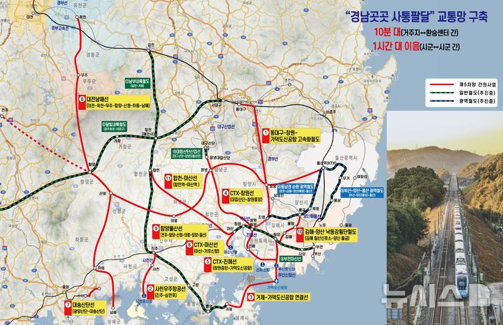 [창원=뉴시스]경남도 '경남 곳곳 사통팔달 교통망' 구축 계획도.(자료=경남도 제공) 2025.02.13. photo@newsis.com