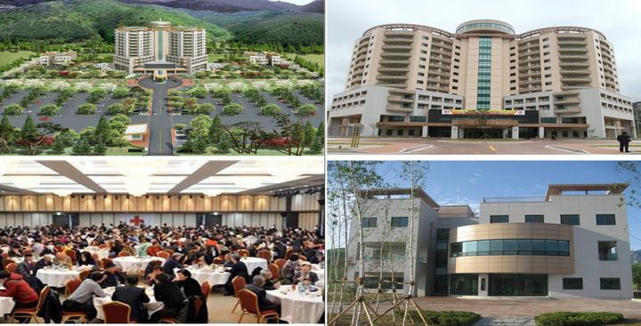 [서울=뉴시스](왼쪽 위부터 시계 방향으로)이산가족면회소 조감도, 이산가족면회소 외부전경, 남측면회사무소, 이산가족 상봉 모습(사진=통일부 제공)2025.02.13 photo@newsis.com *재판매 및 DB 금지