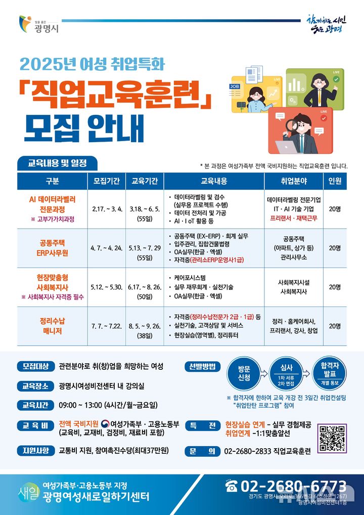 [광명=뉴시스]2025 여성 취업특화 직업교육훈련 모집 디지털 홍보자료.(사진=광명시 제공)2025.02.14.photo@newsis.com