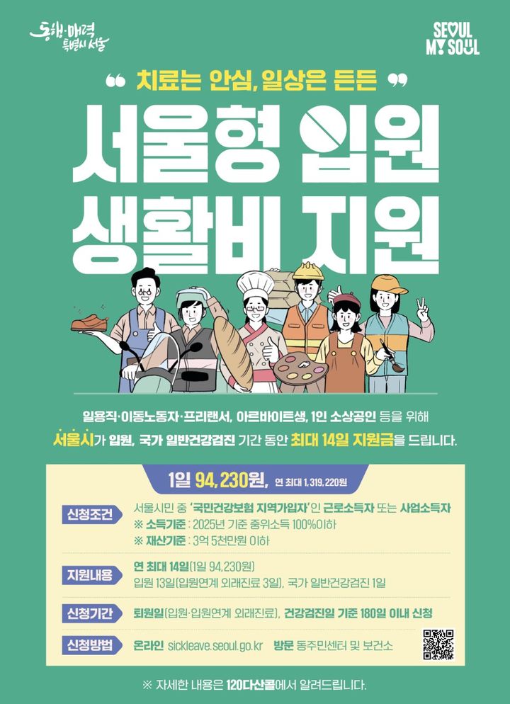[서울=뉴시스] '서울형 입원생활비 지원' 사업 포스터. 2025.02.17 (사진 제공=서울시) photo@newsis.com *재판매 및 DB 금지