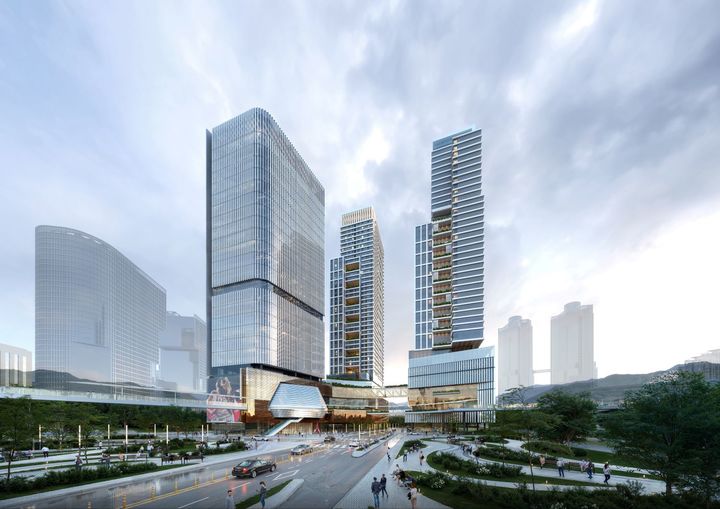 [서울=뉴시스] 용산 도시재생혁신지구 복합시설 설계공모 당선작 '넥서스 용산' 조감도. 2025.02.17. (자료=한국토지주택공사 제공) photo@newsis.com *재판매 및 DB 금지