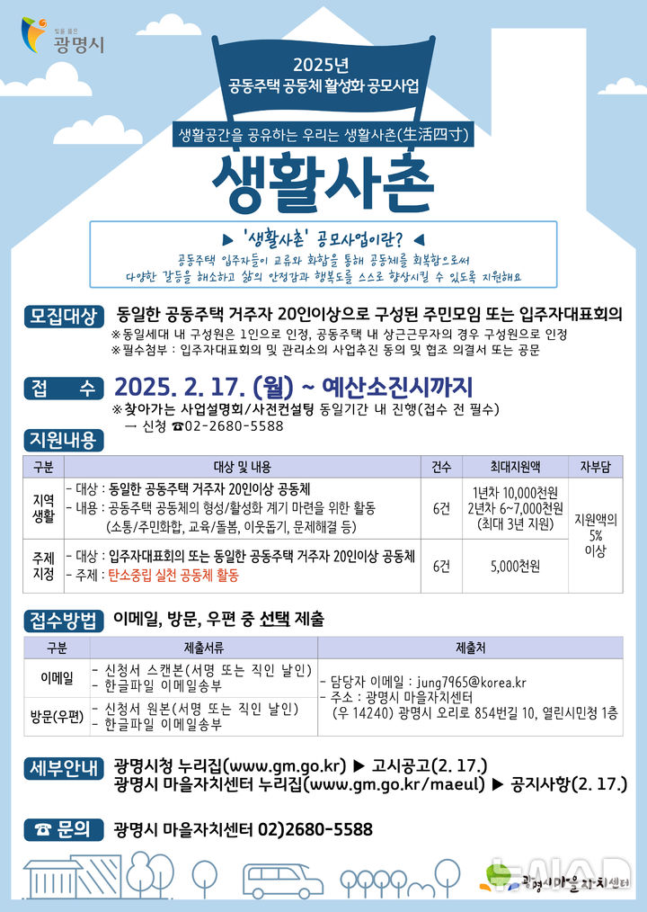 [광명=뉴시스]2025년 생활사촌 공동주택 공동체 활성화 공모사업 디지털 홍보자료.(사진=광명시 제공)2025.02.18.photo@newsis.com