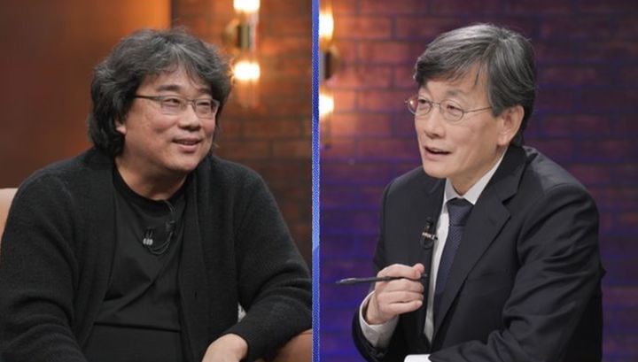 [서울=뉴시스] 봉준호(왼쪽), 손석희. (사진=MBC TV '손석희의 질문들' 제공) 2025.02.18. photo@newsis.com&nbsp; *재판매 및 DB 금지