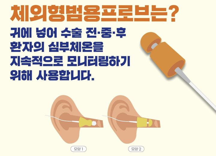 [서울=뉴시스] 19일 의료기기안전정보원에 따르면 체외형범용프로브는 귀에 넣어 수술 전·중·후 환자의 심부체온을 지속적으로 모니터링하기 위해 사용하는 의료기기다. (사진=의료기기안전정보원 제공) 2025.02.18. photo@newsis.com *재판매 및 DB 금지