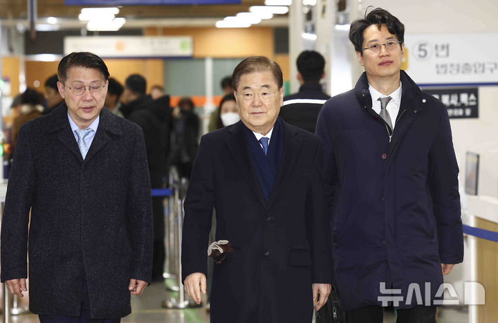 [서울=뉴시스] 김근수 기자 = '탈북 어민 강제북송' 사건으로 기소된 정의용 전 국가안보실장이 19일 서울 서초구 서울중앙지법에서 열린 1심 선고공판에 출석하고 있다. 2025.02.19. ks@newsis.com