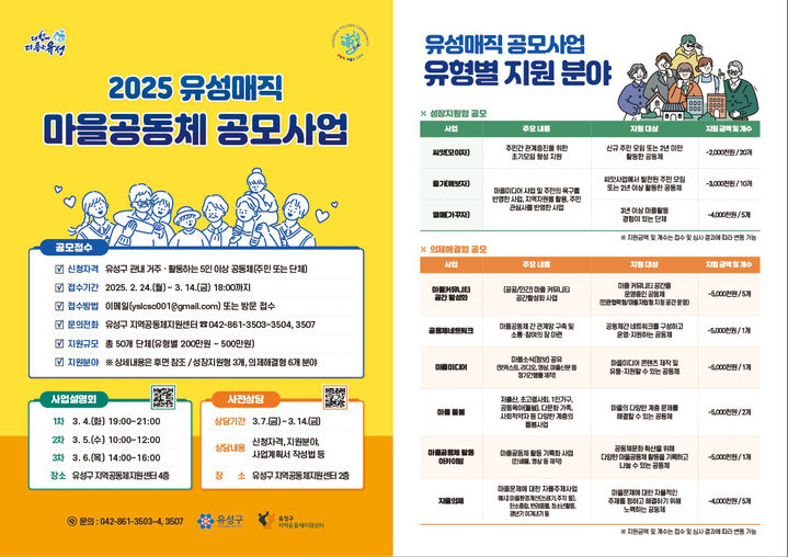 [대전=뉴시스] 대전 유성구 2025 유성매직 마을공동체 공모사업 포스터. *재판매 및 DB 금지