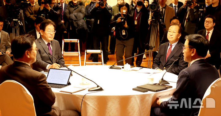 [서울=뉴시스] 국회사진기자단 = 20일 오후 서울 여의도 국회 사랑재에서 열린 여야정 국정협의회에서 최상목 대통령 권한대행 부총리 겸 기획재정부 장관이 발언하고 있다. 2025.02.20. photo@newsis.com