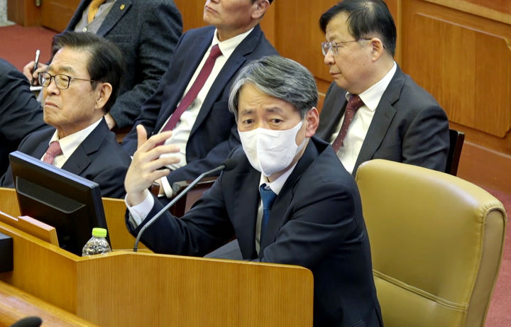 [서울=뉴시스] 김진아 기자 = 사진은 조지호 전 경찰청장. (사진=헌법재판소 제공) 2025.02.20. photo@newsis.co *재판매 및 DB 금지