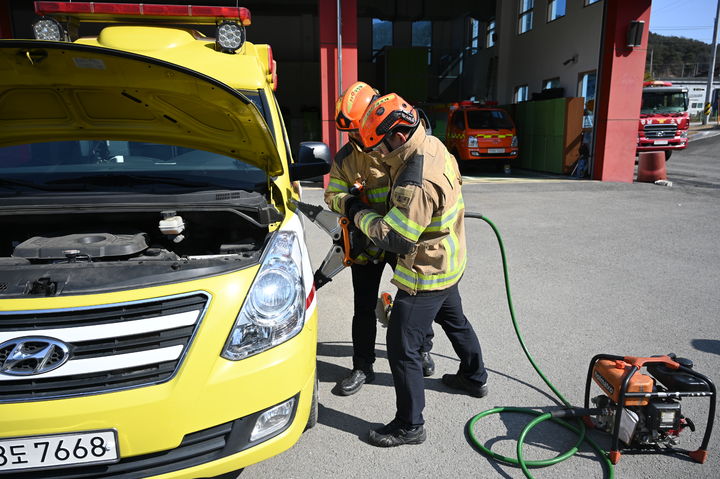 [산청=뉴시스] 산청소방서 *재판매 및 DB 금지 *재판매 및 DB 금지
