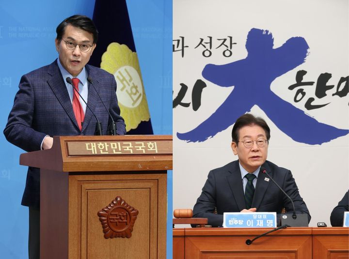 [서울=뉴시스] 윤상현 국민의힘 의원은 20일 이재명 더불어민주당 대표가 '국민의힘은 범죄정당'이라는 취지의 발언을 한 것에 대해 "본인의 몸과 마음이나 정결하게 하라고 충고드린다"고 반박했다. (사진= 왼쪽부터 윤상현, 이재명 갈무리 ) 2025.02.21. photo@newsis.com *재판매 및 DB 금지