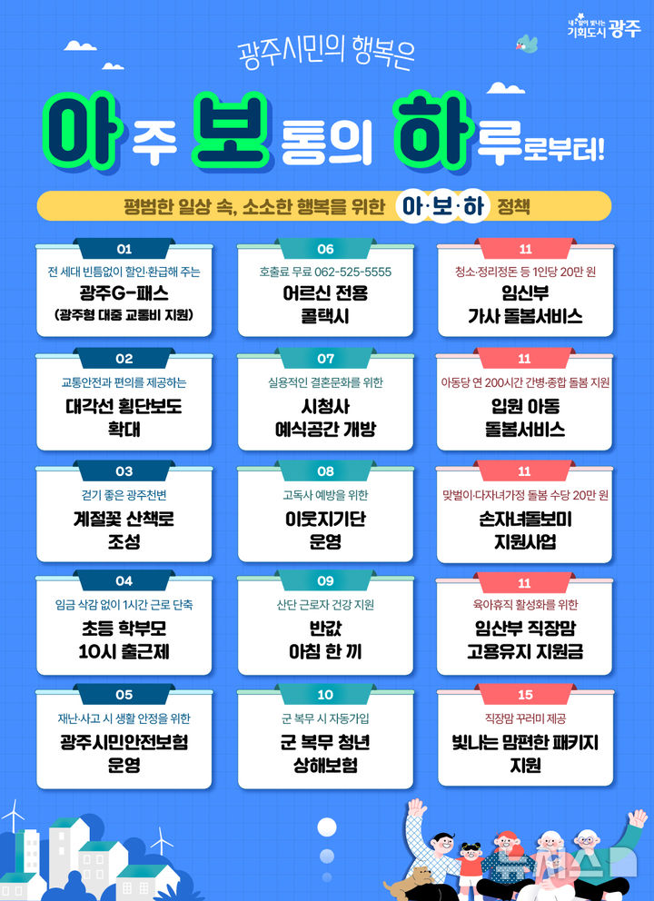 [광주=뉴시스] 광주시 아주 보통의 하루(아보하) 정책 다양. (사진=광주시청 제공). photo@newsis.com *재판매 및 DB 금지