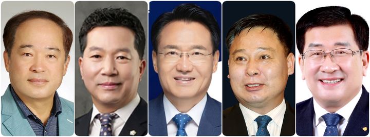 [무안=뉴시스] 담양군수 더불어민주당 경선 후보들. 왼쪽부터 김용주, 김정오, 김종진, 이재종, 최화삼 후보. (사진=뉴시스 DB). photo@newsis.com *재판매 및 DB 금지