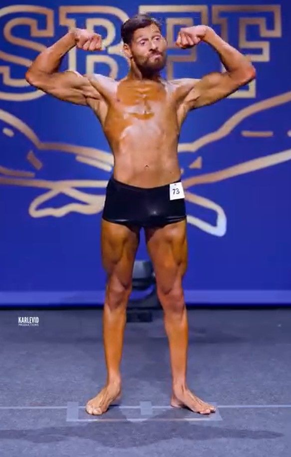 [서울=뉴시스] 2024년 9월 스웨덴 보디빌딩 챔피언십에 출전한 뇌성마비 보디빌더 아담 멜룩.(사진=아담 멜룩 인스타그램 갈무리) *재판매 및 DB 금지