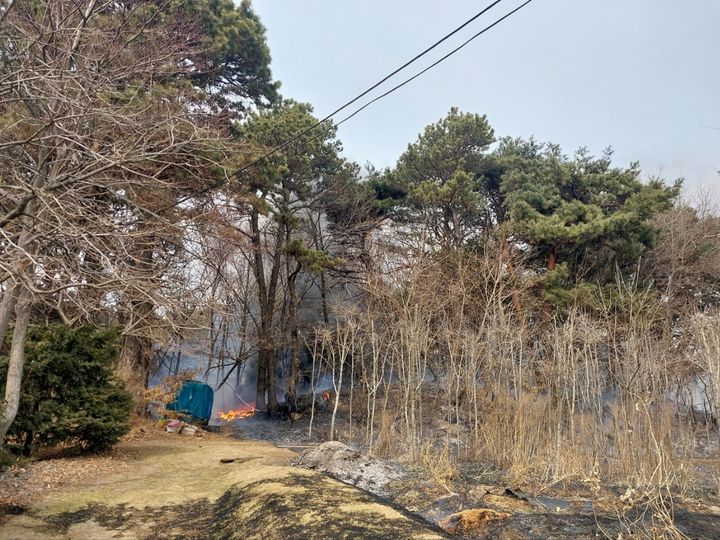 [대전=뉴시스] 대전 유성 산불 현장 (사진=산림청제공) 2025.2.25 photo@newsis.com *재판매 및 DB 금지