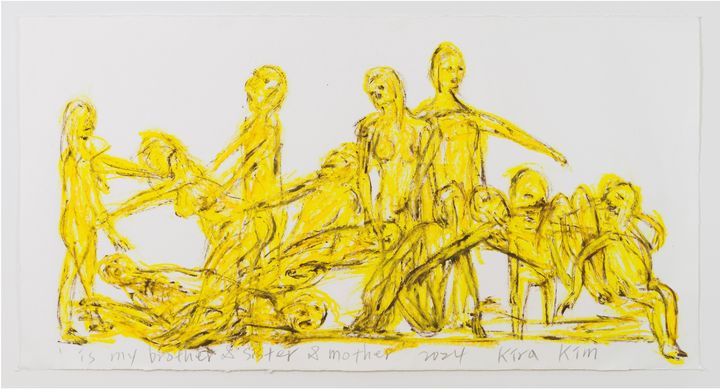 Is my brother & sister & mother, 2024, Pencil, oil bar and pastel on Korean paper, 75.5 x 144.5cm *재판매 및 DB 금지