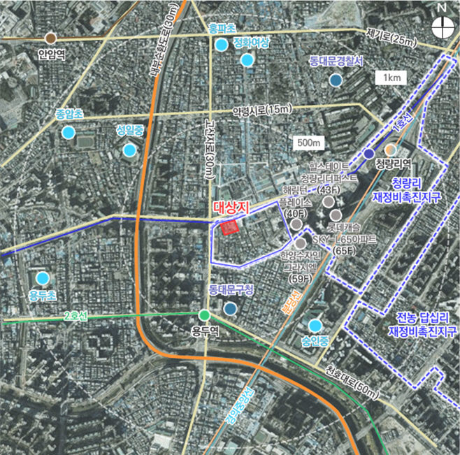 [서울=뉴시스] 동대문구 용두동 23-8번지 일대 청량리재정비촉진지구 용두1재정비촉진구역(2지구) 재정비촉진계획 변경안 위치도. 2025.02.25. (자료=서울시 제공) *재판매 및 DB 금지