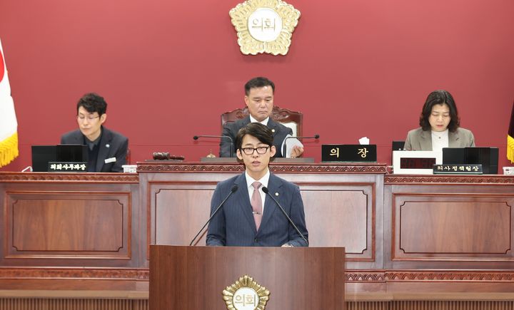 [고창=뉴시스]26일 열린 고창군의회의 제314회 임시회 7차 본회의, 임종훈 의원이 나와 '5분 자유발언'을 펼치고있다. *재판매 및 DB 금지