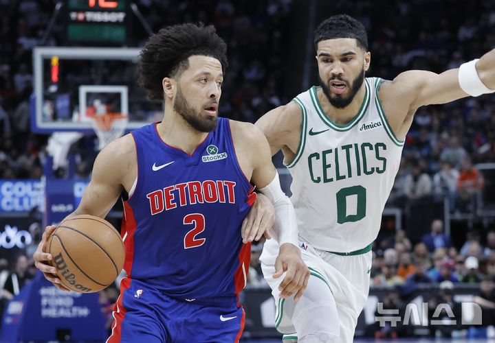 [디트로이트=AP/뉴시스] 미국프로농구(NBA) 디트로이트 피스톤즈의 케이드 커닝햄. 2025.02.26.