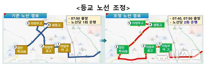 [의정부=뉴시스] 등교 노선 조정. (사진=의정부시청 제공) 2025.03.02 photo@newsis.com