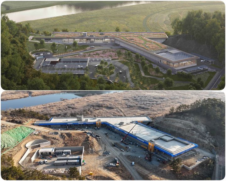 남도의병 역사박물관 공사 현장(위)과 조감도. (사진=전남도 제공) *재판매 및 DB 금지