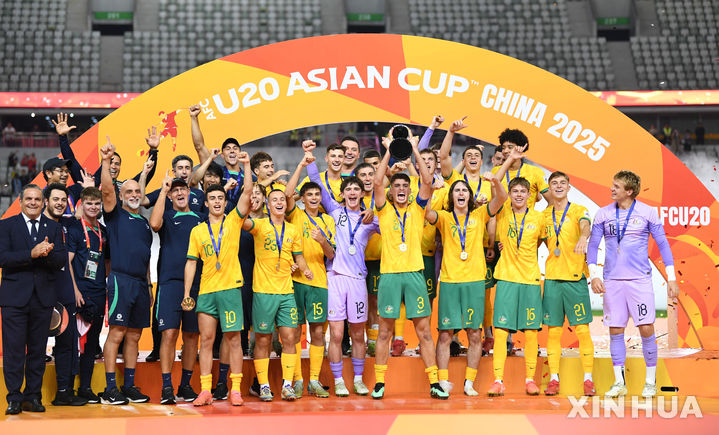 [선전=AP/뉴시스]호주 U-20 아시안컵 첫 정상. 2025.03.01.