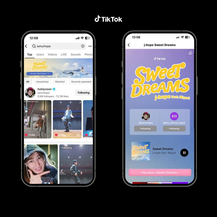 [서울=뉴시스] 틱톡이 방탄소년단(BTS) 제이홉의 새 디지털 싱글 '스위트 드림스(Sweet Dreams)' 일부를 7일에 걸쳐 단독 선공개했다고 4일 밝혔다. 사진은 틱톡이 제공하는 제이홉의 디지털 싱글 특별 페이지 (사진=틱톡 제공) *재판매 및 DB 금지