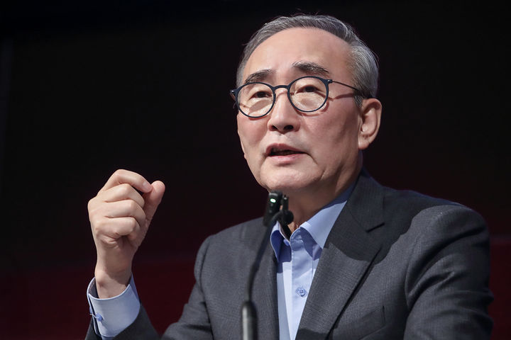 [바르셀로나(스페인)=뉴시스] 김영섭 KT 대표가 스페인 바르셀로나에서 개최한 기자 간담회에 참석했다. (사진=KT 제공) *재판매 및 DB 금지