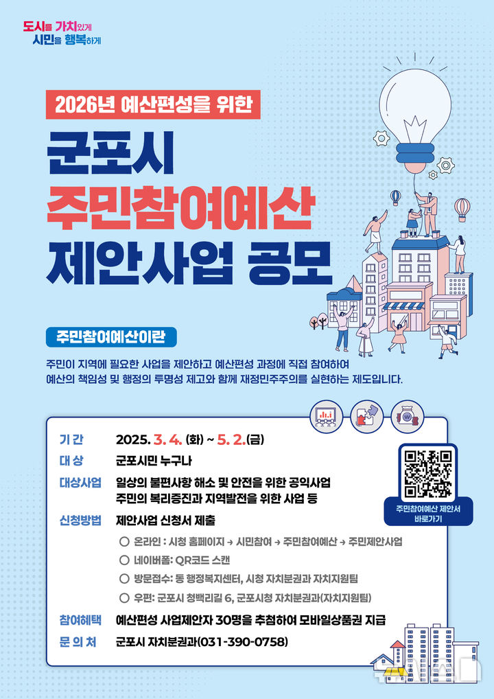 [군포=뉴시스] 군포시가 내년도 예산 편성을 위한 주민 참여 예산 사업을 5월2일까지 공모한다. (안내문=군포시 제공).