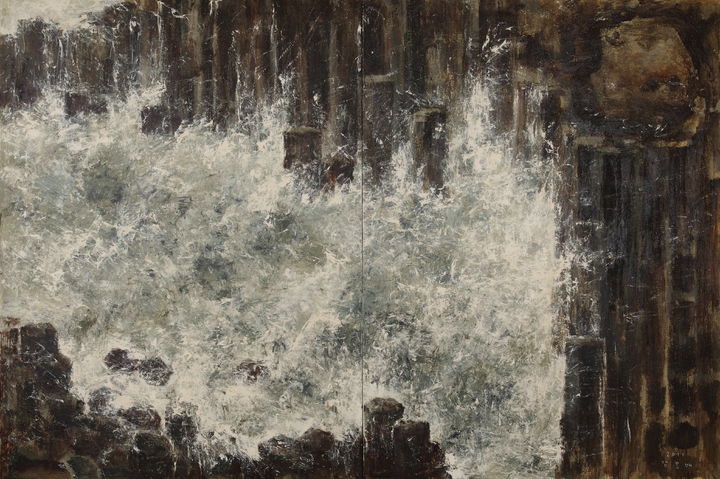 [제주=뉴시스] 강요배 작 '파도와 총석'. (사진=제주도립미술관 제공) photo@newsis.com *재판매 및 DB 금지