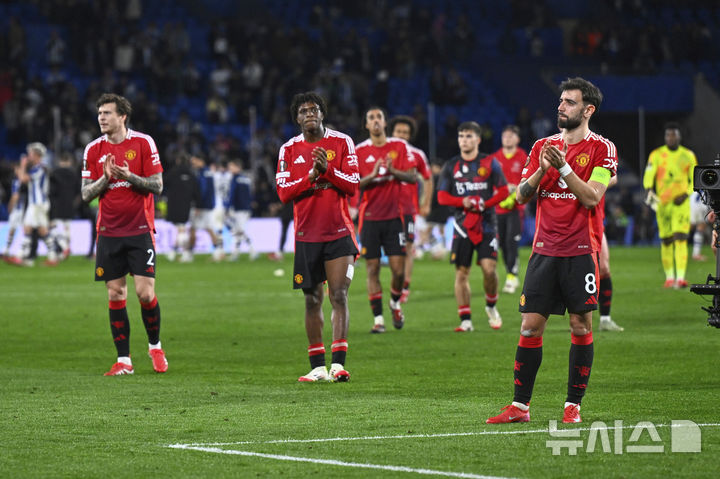 [산세바스티안=AP/뉴시스] 잉글랜드 프로축구 프리미어리그(EPL) 맨체스터 유나이티드. 2025. 3. 6.