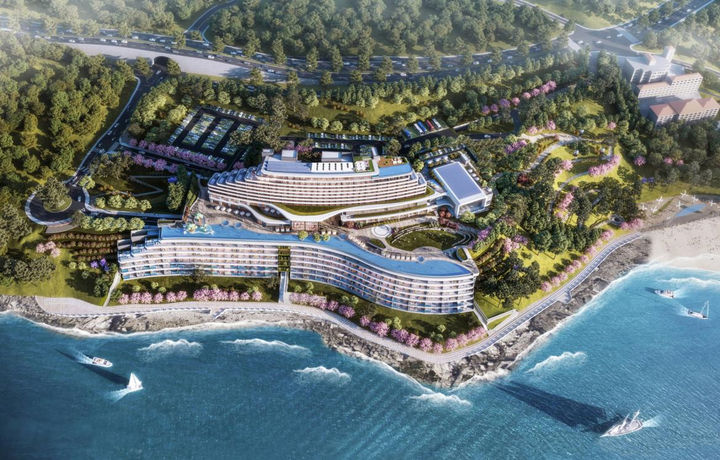 [여수=뉴시스] 여수 화양복합관광단지 '힐&테라스 콘도' 조감도. (사진=광양경제청 제공) 2025.03.10. photo@newsis.com *재판매 및 DB 금지