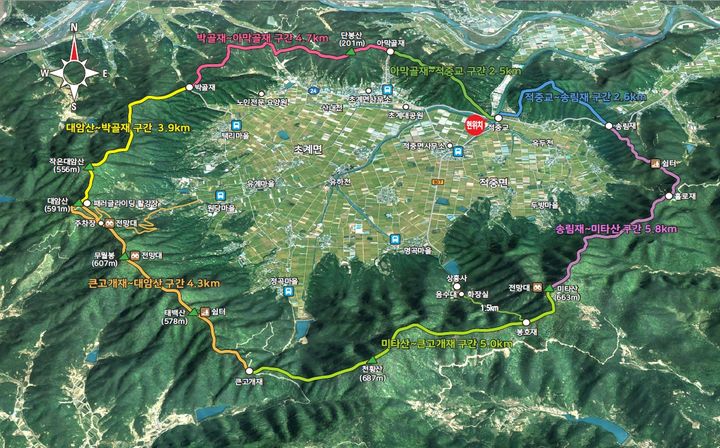 [합천=뉴시스] 합천군청 환종주탐방로 코스 사진 *재판매 및 DB 금지 *재판매 및 DB 금지