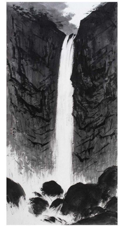 폭포 瀑布 지본수묵, 180×96cm, 2024 *재판매 및 DB 금지