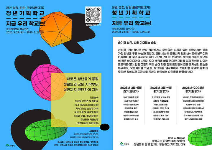 태백시 청년 성장-탄탄 프로젝트 사업설명회 안내 리플릿.(사진=태백시 제공) *재판매 및 DB 금지