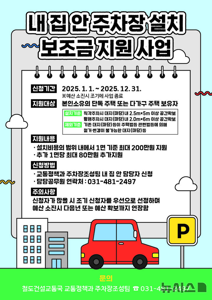 [안산=뉴시스]안산시 내집안 주차장 설치 보조금 지원사업 안내 디지털 홍보자료.(사진=안산시 제공)2025.03.13.photo@newsis.com