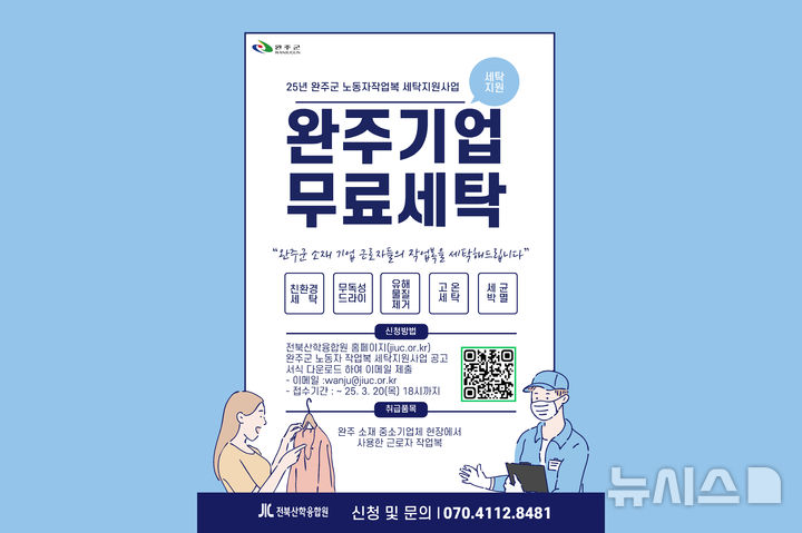 [완주=뉴시스] 전북 완주군은 산업단지(산단) 근로자의 건강권 보장과 근로환경 개선을 위해 작업복 세탁 지원사업에 참여할 중소기업을 모집한다고 13일 밝혔다. (사진=완주군 제공) 2025.03.13. photo@newsis.com  *재판매 및 DB 금지