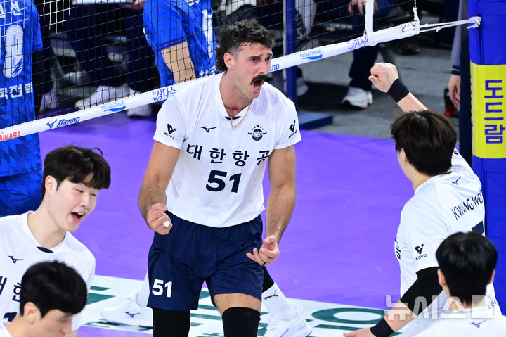 [서울=뉴시스]프로배구 대한항공 커일 러셀. (사진=KOVO 제공)