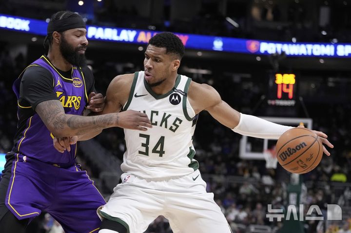 [밀워키=AP/뉴시스] 미국프로농구(NBA) 밀워키 벅스의 지아니스 아데토쿤보. 2025. 3. 13.