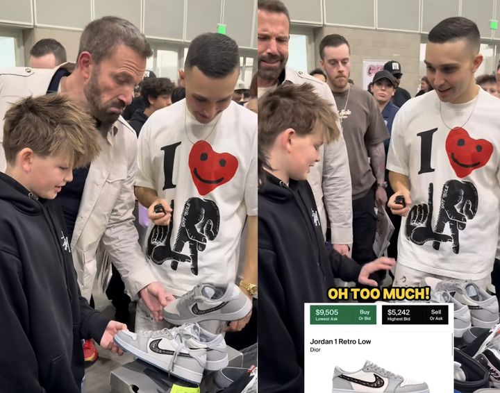 [서울=뉴시스] 유명 할리우드 배우 벤 애플렉(53)이 명품 신발을 사달라는 아들을 훈육하는 모습이 포착돼 화제가 됐다. (출처=인스타그램@gotsole) 2025.03.14. photo@newsis.com *재판매 및 DB 금지