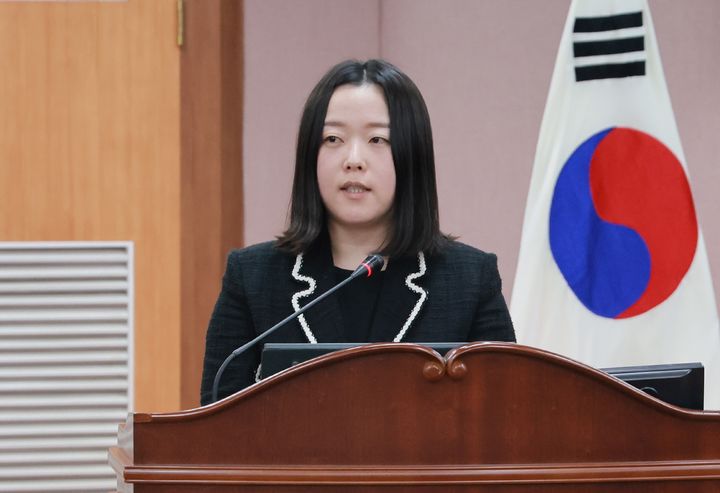 [증평=뉴시스] 5분 발언하는 충북 증평군의회 이금선 군의원. (사진=증평군의회 제공) photo@newsis.com *재판매 및 DB 금지