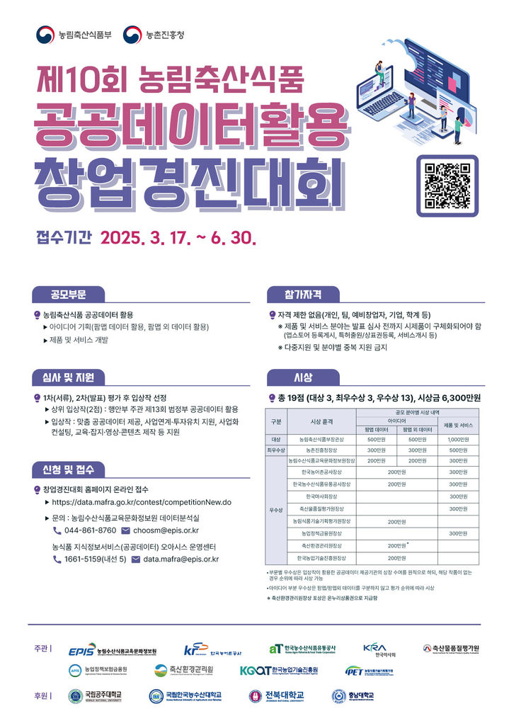 제10회 농림축산식품 공공데이터 활용 창업경진대회 포스터.(사진 : 농림축산식품부) 2025.3.16. *재판매 및 DB 금지