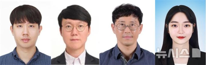 [창원=뉴시스]저온합성 브롬화구리막 기반 암모니아 가스 센서를 세계 초초로 개발한 한국재료연구원 에너지·환경재료연구본부 연구팀. 왼쪽부터 윤종원 선임연구원(교신저자), 김용훈 책임연구원, 권정대 책임연구원, 방효진 학생연구원(제1저자).(사진=한국재료연구원 제공) 2025.03.17. photo@newsis.com