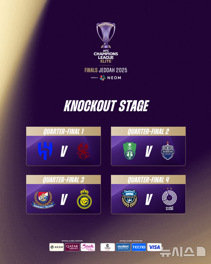 [서울=뉴시스] 2024~2025시즌 아시아축구연맹(AFC) 챔피언스리그 엘리트(ACLE) 8강 대진 이미지. (사진=AFC SNS 캡처) *재판매 및 DB 금지