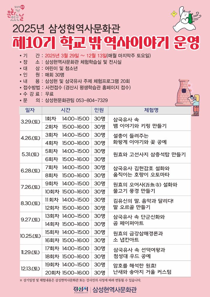 삼성현역사문화관, '학교 밖 역사이야기' 프로그램 운영 (사진=경산시 제공) *재판매 및 DB 금지