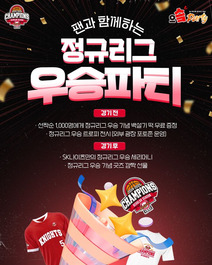 [서울=뉴시스] 프로농구 서울 SK의 우승 기념 파티 이미지. (사진=서울 SK 제공) *재판매 및 DB 금지